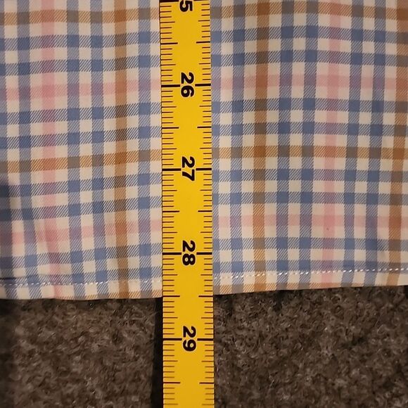 Peter millar mens button down large Checkered shirt pink blue church office baby - Picture 8 of 10